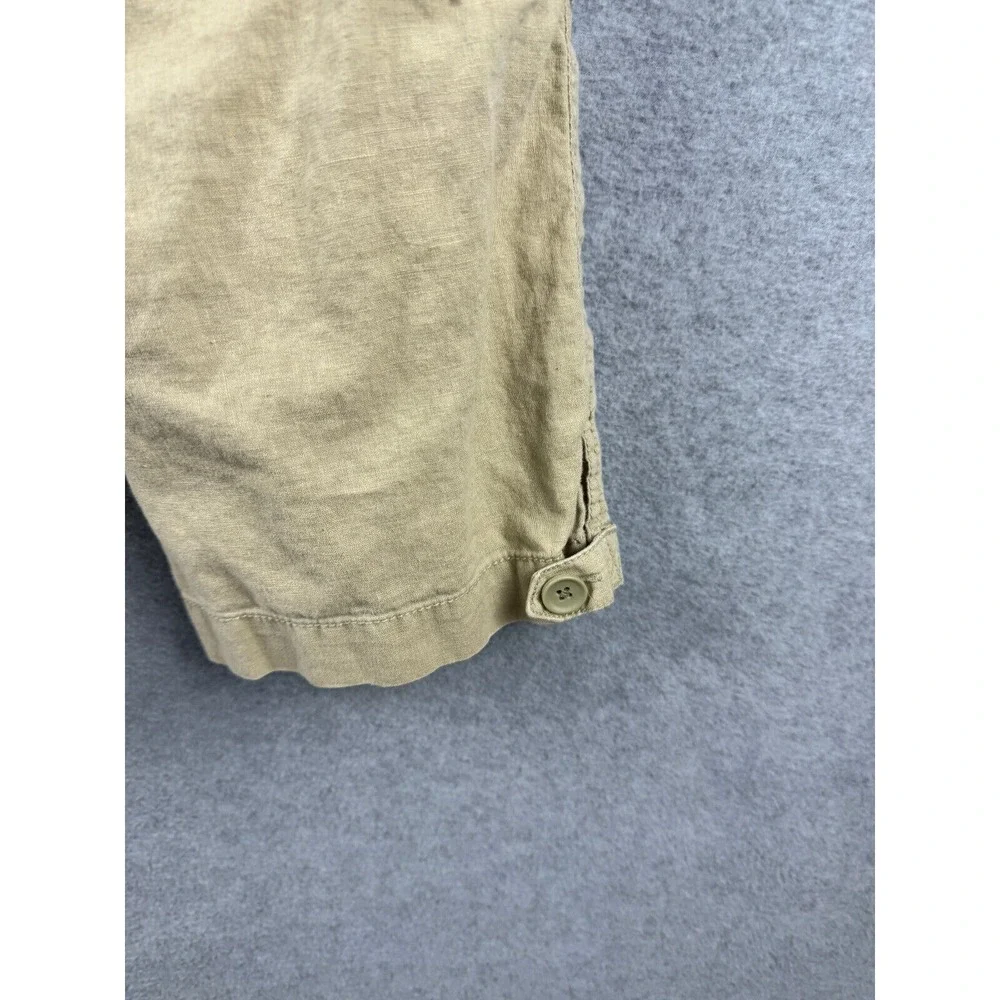 Banana Republic Cropped Cargo Pants Women's 8 Tan Linen Cotton High‎ Rise Casual